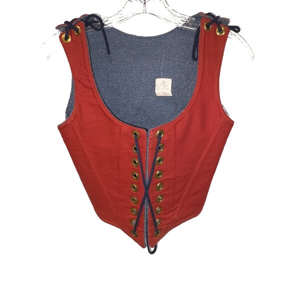 Renaissance Blue Bodice with Shoulder Laces Reversible Boned New Approx Sz 6 - Picture 3 of 4